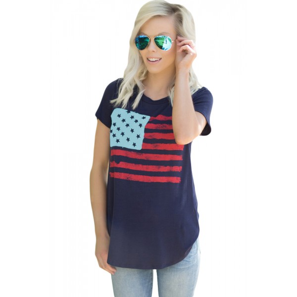 All American Flag T-shirt in Navy