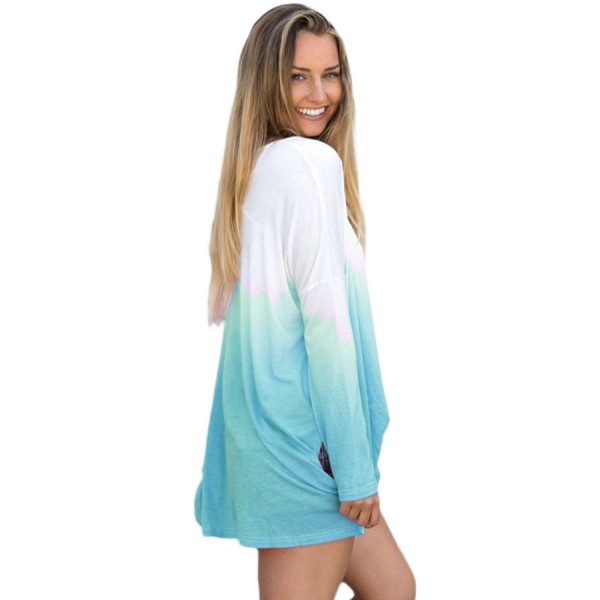 Mint Ombre Split Side Long Sleeve Top