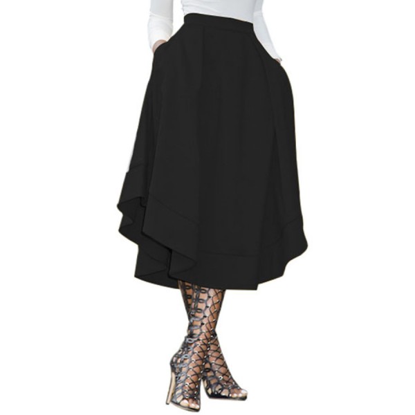 Black Making Waves High Waist Midi Skirt