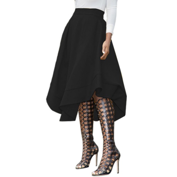 Black Making Waves High Waist Midi Skirt