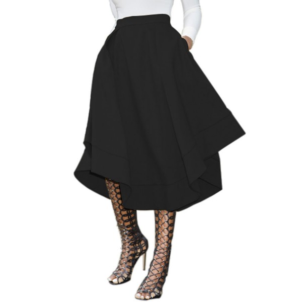 Black Making Waves High Waist Midi Skirt