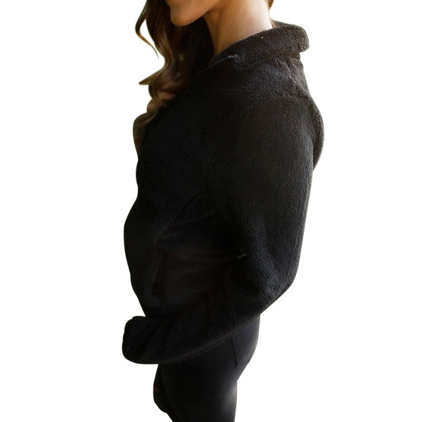 Black Fuzzy Zip up Fleece Jacket