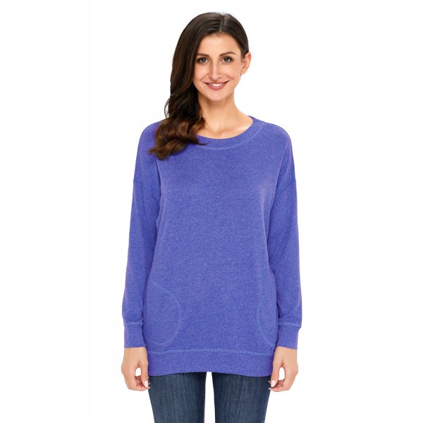 Blue Casual Pocket Style Long Sleeve Top