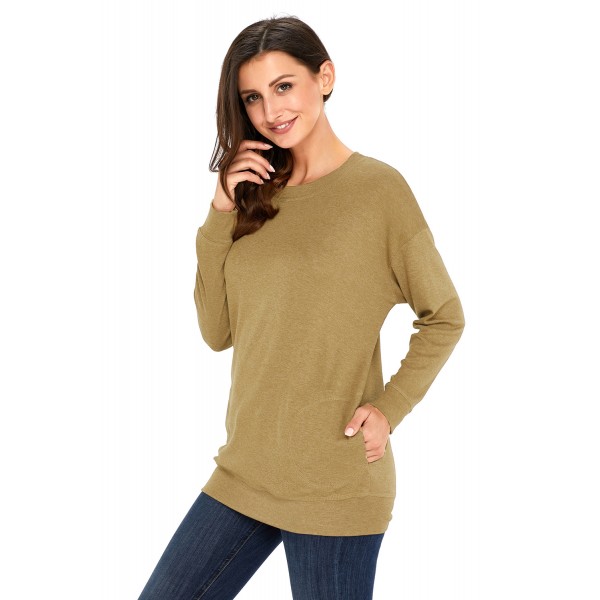 Olive Casual Pocket Style Long Sleeve Top