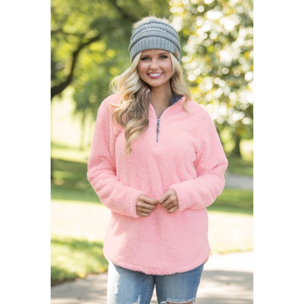 Pink Zipped Pullover Fleece Outfit