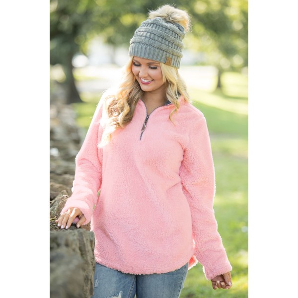 Pink Zipped Pullover Fleece Outfit