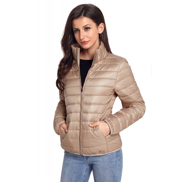 Khaki High Neck Quilted Cotton Jacket