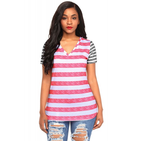 Pink Gray Striped Tee for Women