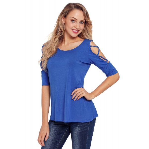 Royal Blue Caged Cutout Half Sleeve Top