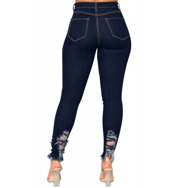 Blue High Waist Distressed Jeans