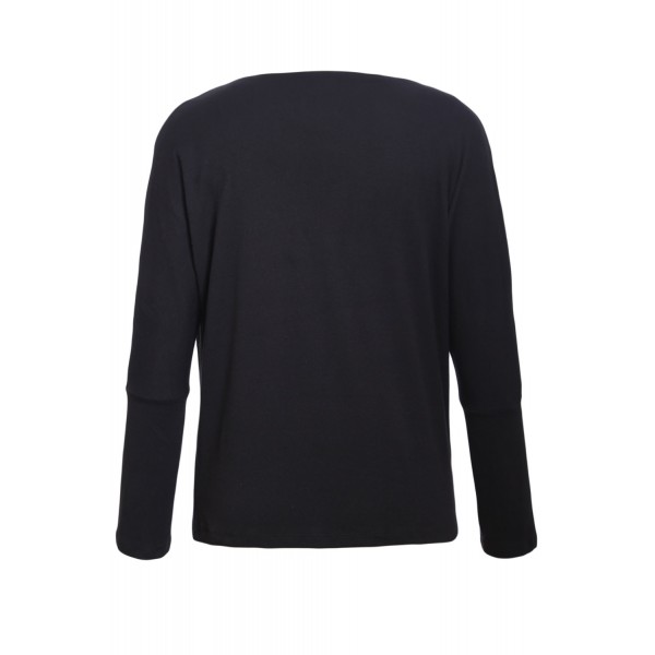 Solid Black Concise Pullover Sweatshirt