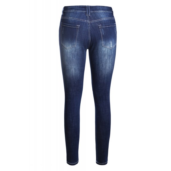 Medium Blue Wash Distressed Skinny Jeans