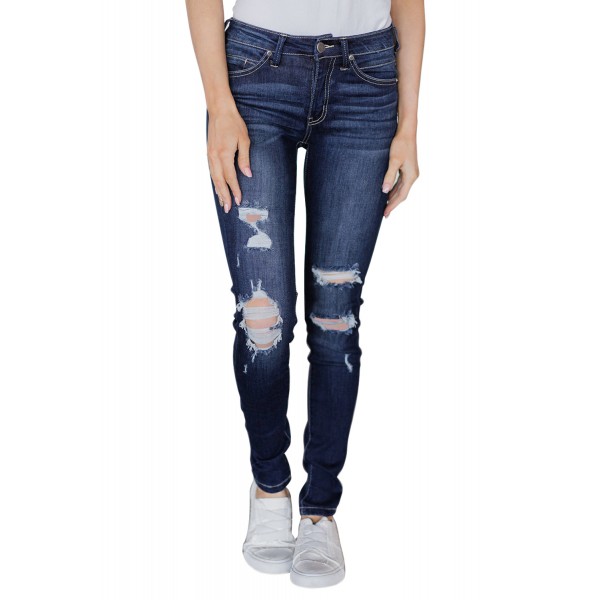 Medium Blue Wash Distressed Skinny Jeans