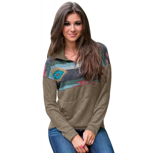 Khaki printed sweatshirt