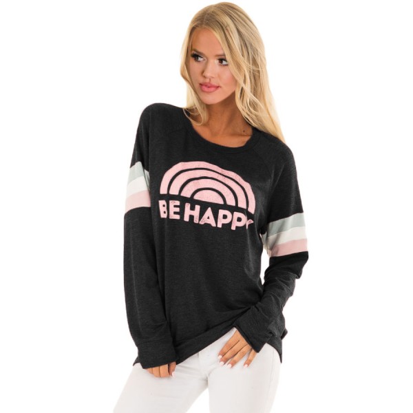 Black Be Happy Graphic Sweatshirt