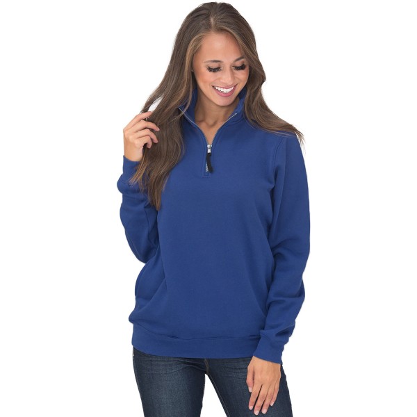 Dark Blue Pocket Style Quarter Zip Sweatshirt