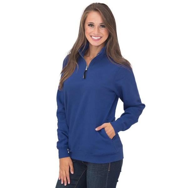 Dark Blue Pocket Style Quarter Zip Sweatshirt