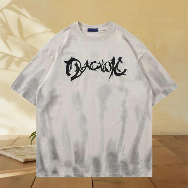 Men's Cotton T-Shirt with Acid Wash Design Latest Blank Print Black T-Shirts