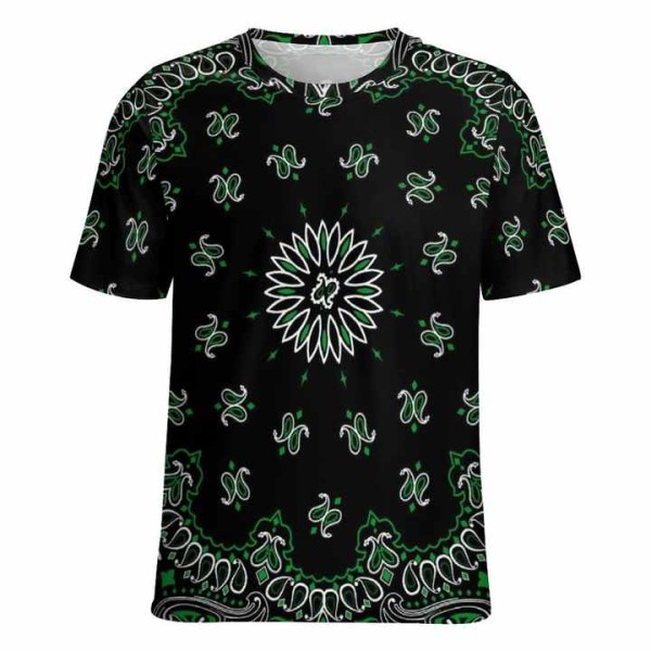 Hot Sale Bandana Print T-Shirts Men Round Neck Short Sleeve Tshirts