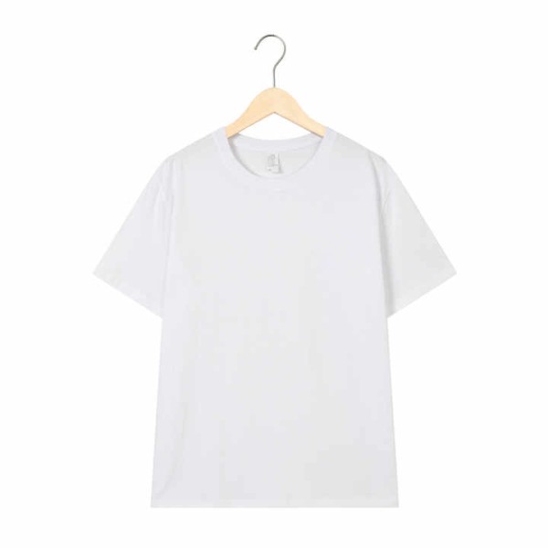 Summer Cotton Short Sleeve T-Shirt Solid Colour Loose Crew Neck Large Size