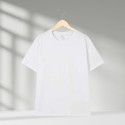 Summer Cotton Short Sleeve T-Shirt Solid Colour Loose Crew Neck Large Size