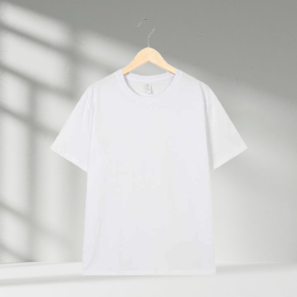 Summer Cotton Short Sleeve T-Shirt Solid Colour Loose Crew Neck Large Size