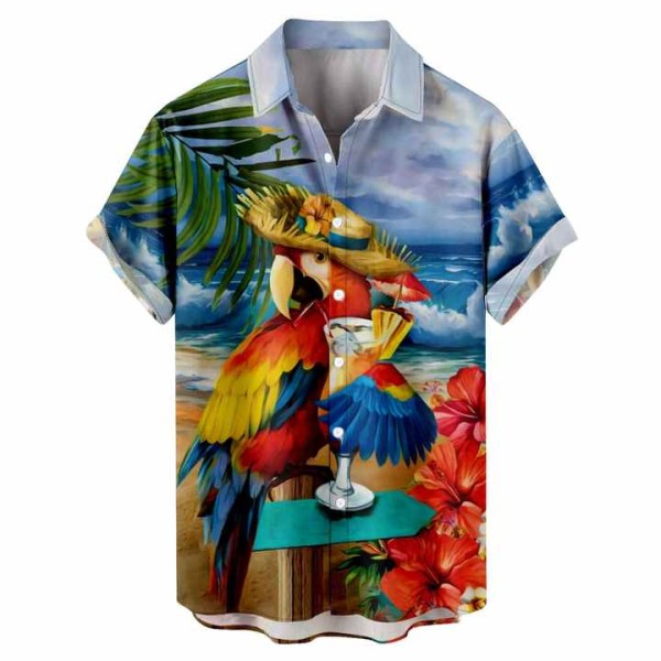Stylish Men's Short Sleeve Button-Down Bowling Shirts