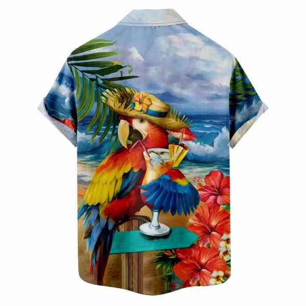 Stylish Men's Short Sleeve Button-Down Bowling Shirts