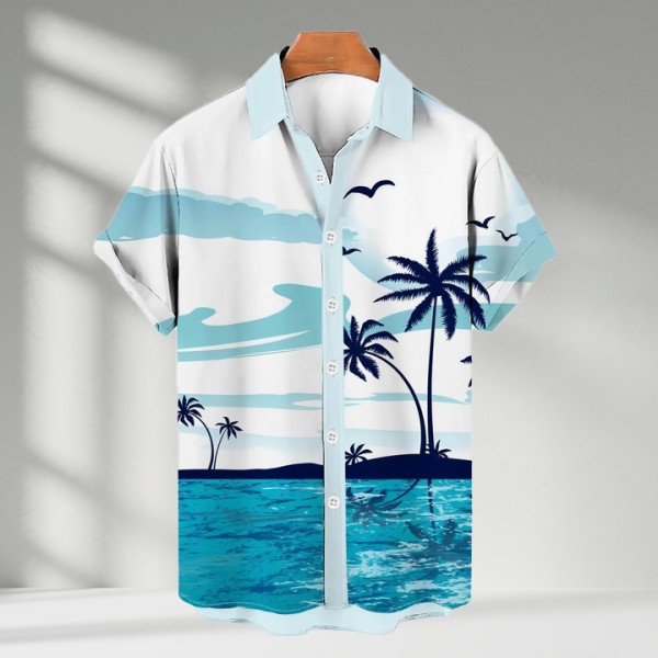 Hawaiian Shirt Summer Coconut Tree Beach Graphic