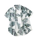 Men's Casual Hawaiian Style Beach Vacation Printed Tree Leaves Shirt