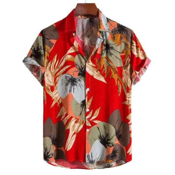 Men's Summer Hawaii Print Beach Shirt Surfing Short Sleeve Hawaiian Shirts