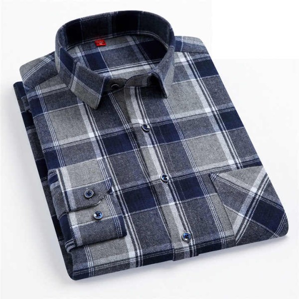 Men's Men's Plaid Casual Shirt Cotton Long-sleeved Flannel Shirts
