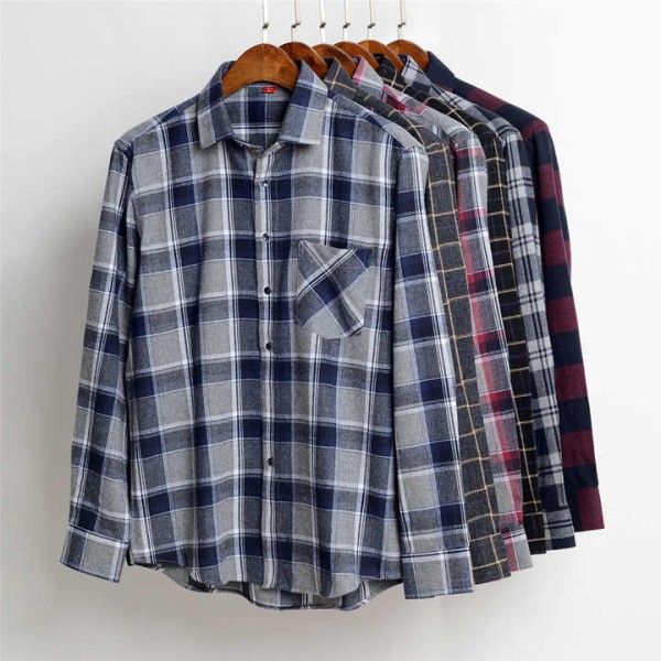 Men's Men's Plaid Casual Shirt Cotton Long-sleeved Flannel Shirts