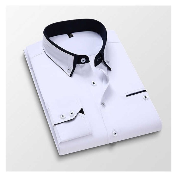 Men's Formal Business Office Casual Long Sleeve Solid Breathable Quick Dry Shirt