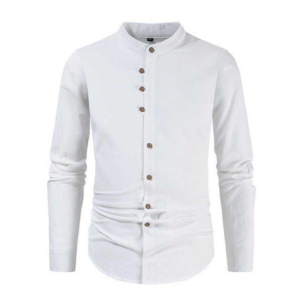 Men's Casual Vintage Solid Cotton Long Sleeve Shirts