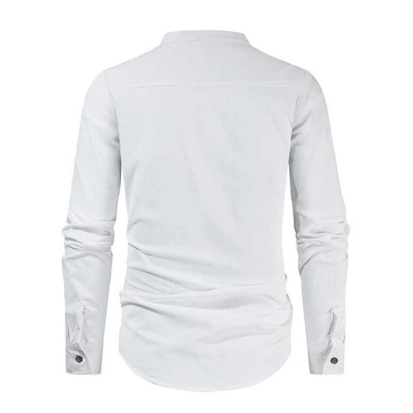Men's Casual Vintage Solid Cotton Long Sleeve Shirts