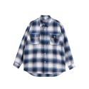 Screen Printing Long Sleeves Oversized Fuzzy Wool Plaid Shirt