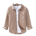 Men's Cotton Linen Long Sleeve Shirt Simple Versatile Daily Tops Casual