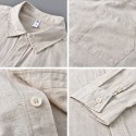 Men's Cotton Linen Long Sleeve Shirt Simple Versatile Daily Tops Casual