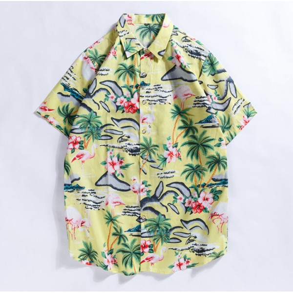 Men's Short Sleeve Hawaiian Shirt 100% Cotton Casual Shirts