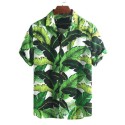 Men's Linen Short Sleeve Hawaiian Shirt for Summer Beach Holidays