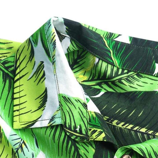 Men's Linen Short Sleeve Hawaiian Shirt for Summer Beach Holidays