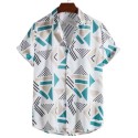 Fashion Geometric Pattern Printing Casual Hawaii Short Sleeve Shirts