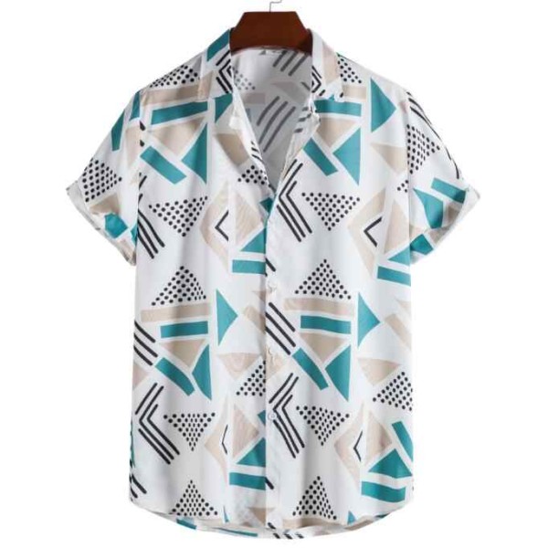 Fashion Geometric Pattern Printing Casual Hawaii Short Sleeve Shirts