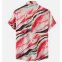 Geometric Printing Shirts Men's Color Block Short Sleeve