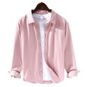 Men's Simple Casual Dress Shirt 100% Cotton Long-Sleeved