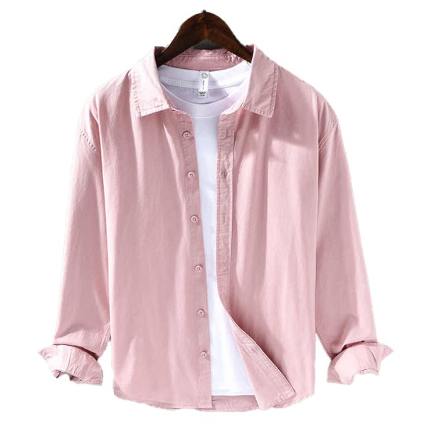 Men's Simple Casual Dress Shirt 100% Cotton Long-Sleeved