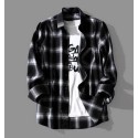 Men Shirt Flannel Plaid Warm Autumn Winter Fashion