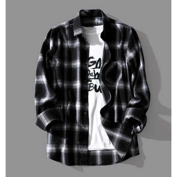 Men Shirt Flannel Plaid Warm Autumn Winter Fashion