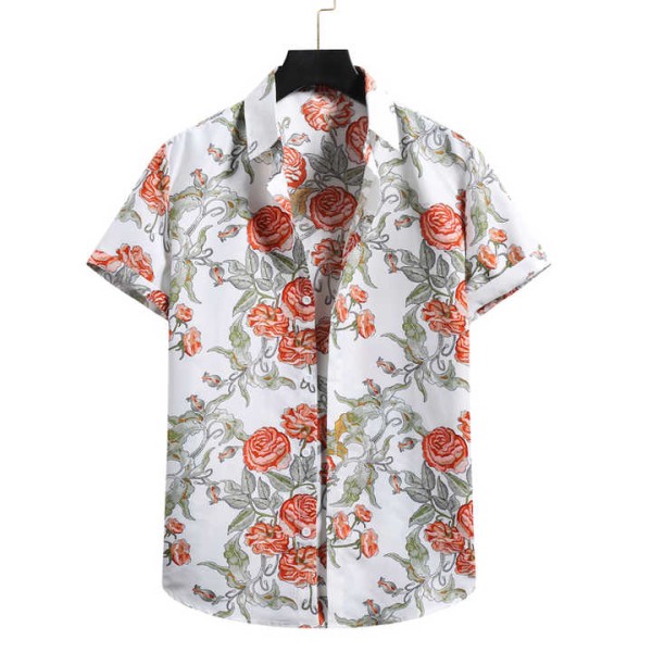 Floral Men's Summer Shirt Plus Size Lapel Beach